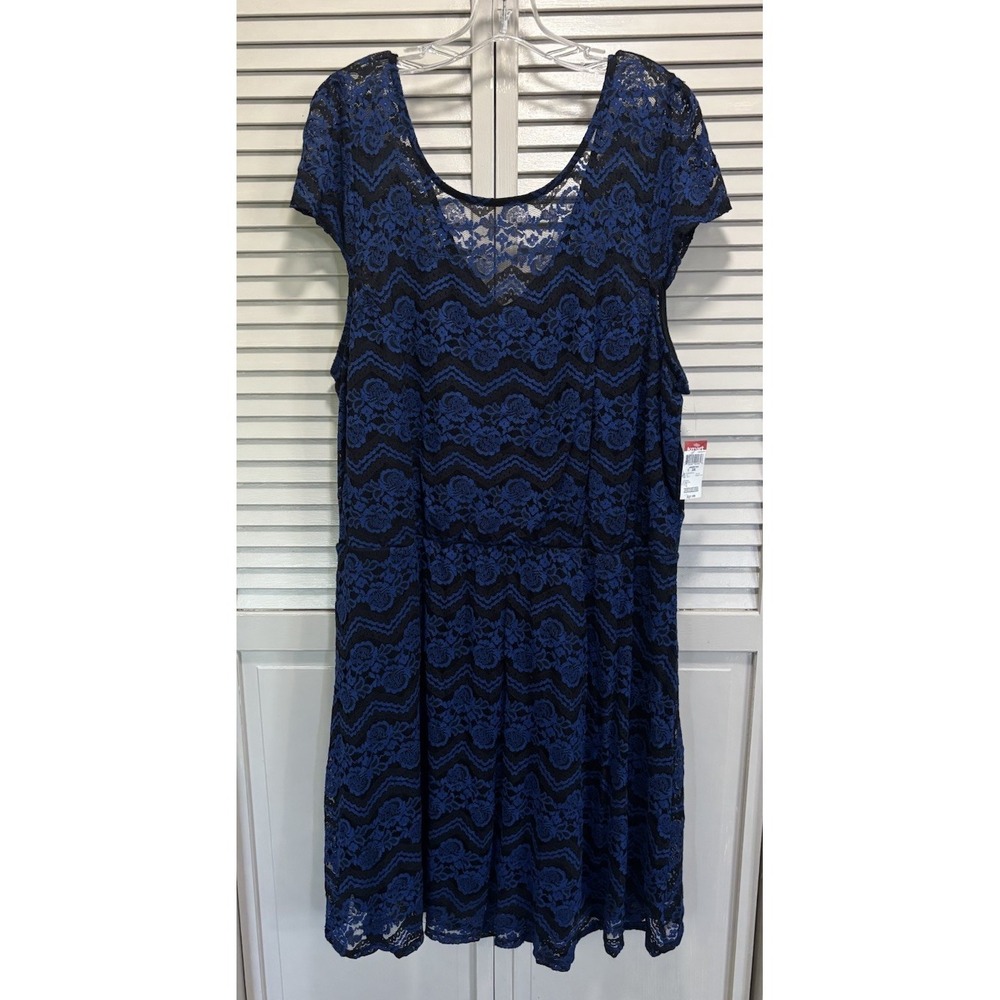 Joe Boxer NWT Juniors Lace Blue Lined Cap Sleeve MIdi Dress 3XL Elastic Waist